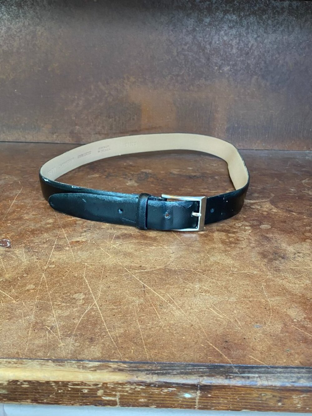 Crookhorn Black Genuine Leather Belt Made in the USA Size 36 Solid Brass Buckle
